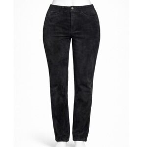Vintage Shirley France 100% Leather Black Suede Pants Women Size 12 Straight Leg